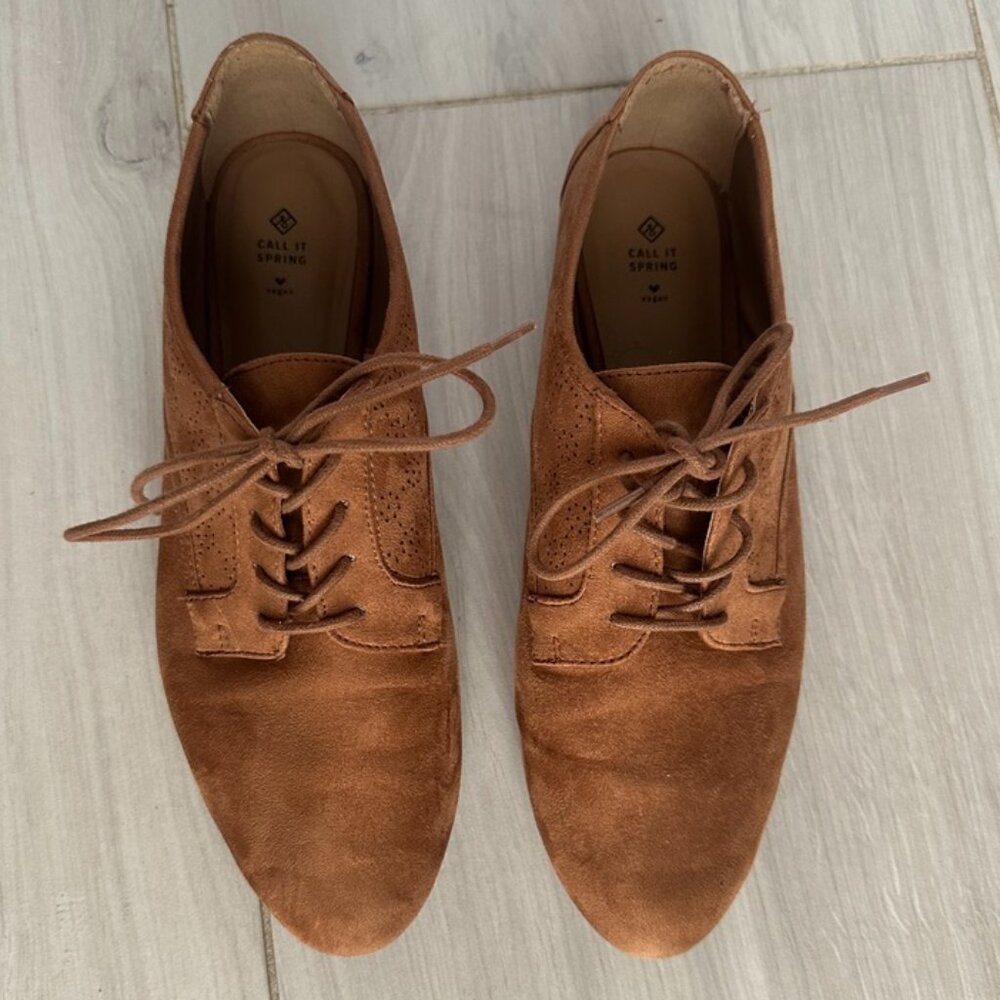 Call it Spring - Brown Vegan Suede Retro Lace-up Oxford Shoes